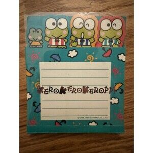 Vintage Sanrio KerokeroKeroppi 1995 Collectible Lined Green Notepad 5” X‎ 4”